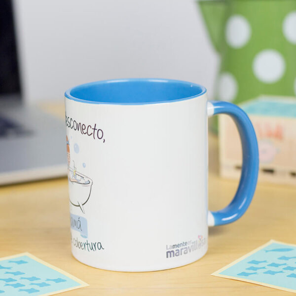 Taza de Café Personalizada. Hoy desconecto, mamá fuera de cobertura - Imagen 2